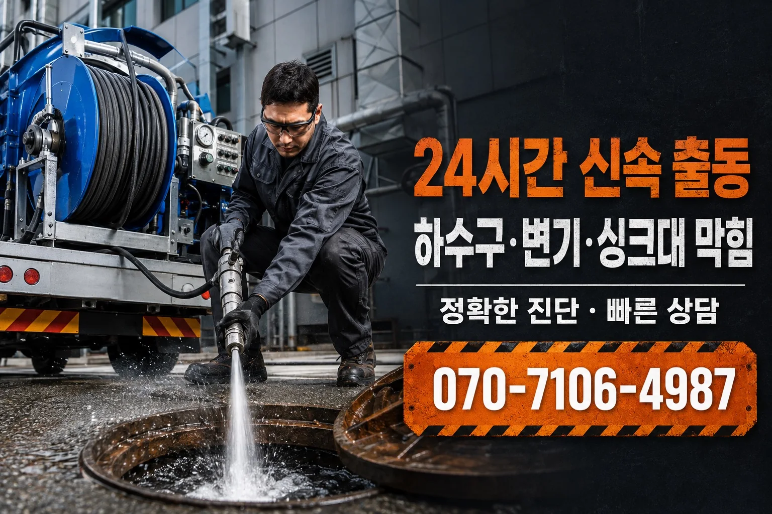 참한배관 산업용 하수구 고압세척 서비스 안내